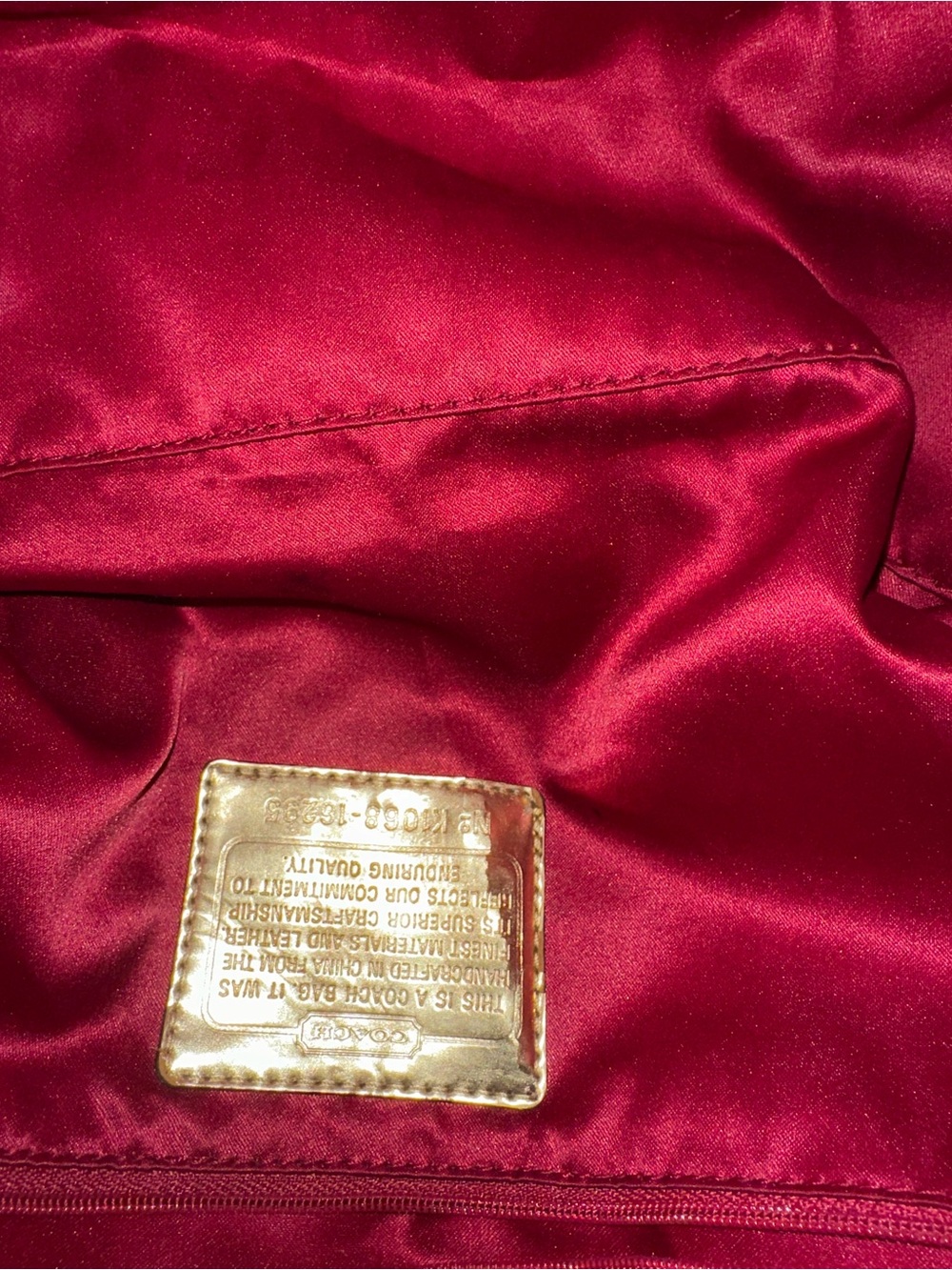 Coach Signature Heart-Print Shoulder Bag in Red and Brown with Gold Accents - Picture 9 of 10